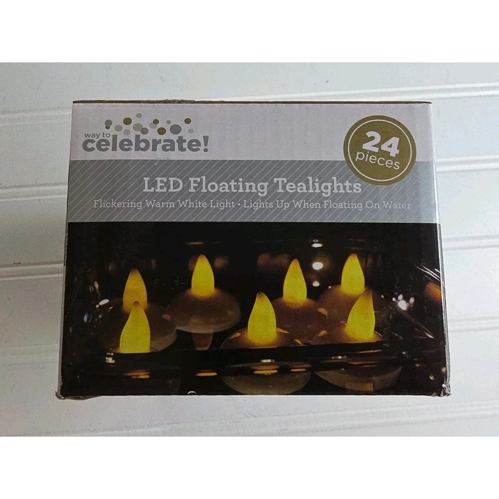 24 Pack LED Floating Candles Waterproof Flameless Tealights Wedding Pool Decor